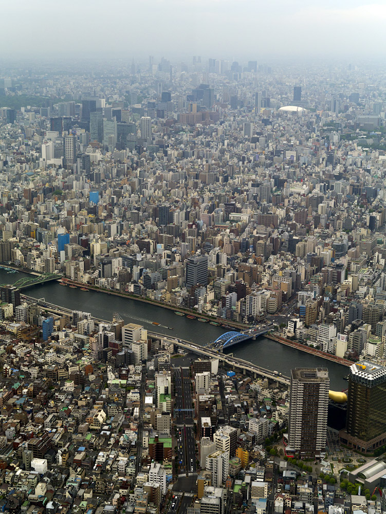 Pohled ze 450m na Ueno a vzadu Shinjuku